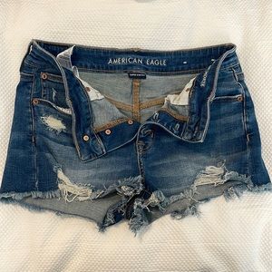 American Eagle superstretch high-rise Shortie cut offs, button fly size 8